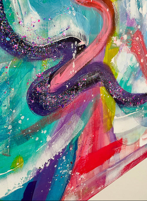 Close-up of “Do What You Love” texture and color details