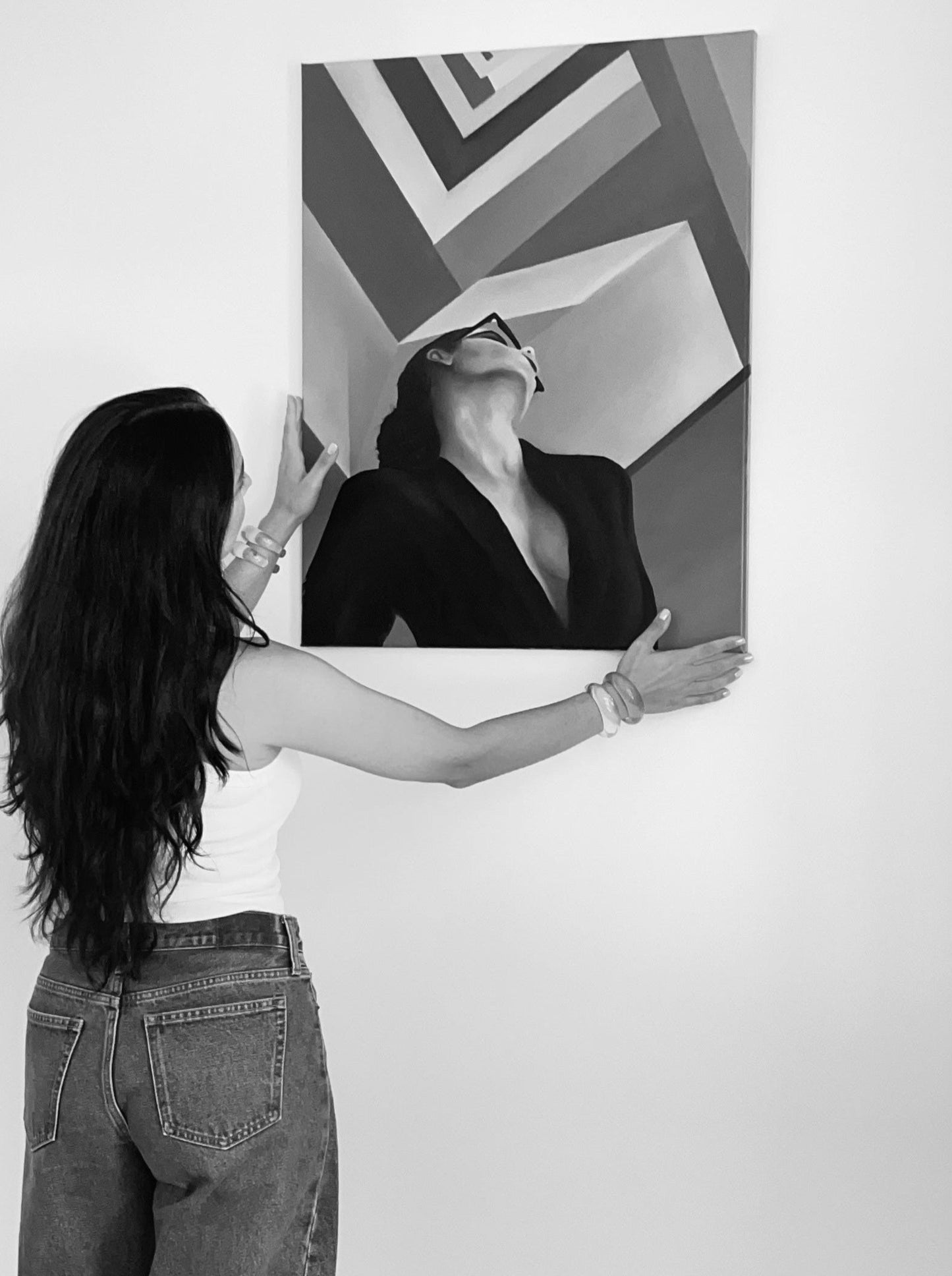 Dramatic Exit" – original abstract oil painting on canvas by Aziza Art, featuring bold expressive brushstrokes and dramatic contrasting tones