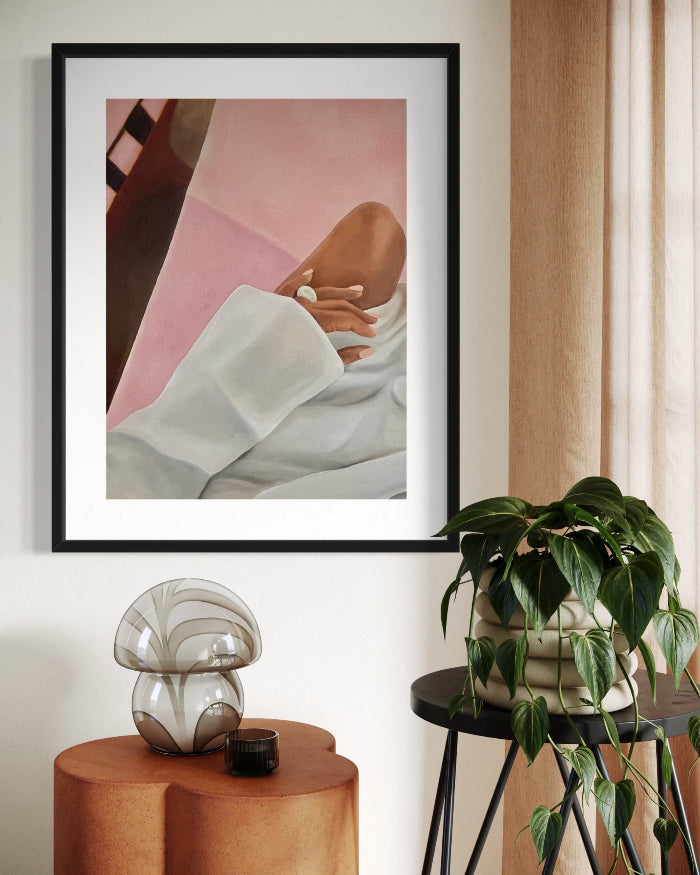 Original modern abstract oil painting titled “Grace” on canvas by Aziza Art