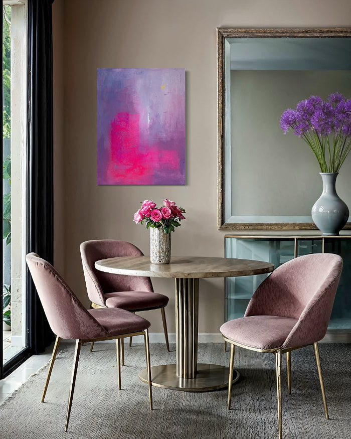 Contemporary abstract acrylic canvas painting “The Gentle Hour” by Aziza Art