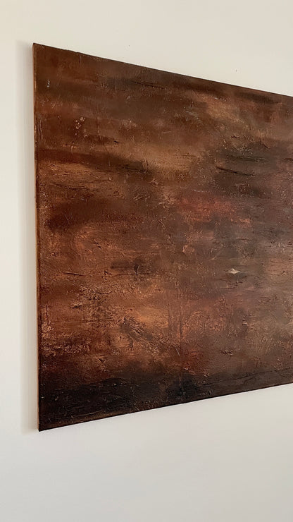 Artist Aziza Art’s textured brushwork captured in moody light from the painting After the Fire.